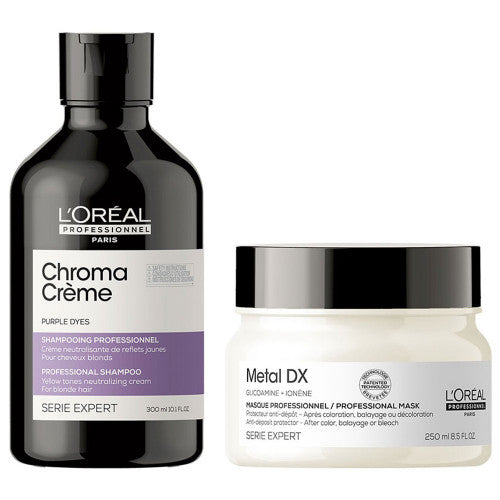 L'Oréal Professionnel Paris Serie Expert Chroma Creme + MetalDX Maske Violett Bundle