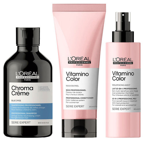 L'Oréal Professionnel Paris Serie Expert Chroma Creme + Vitamino Conditioner Blau Bundle