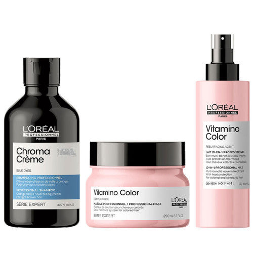 L'Oréal Professionnel Paris Serie Expert Chroma Creme + Vitamino Maske Blau Bundle