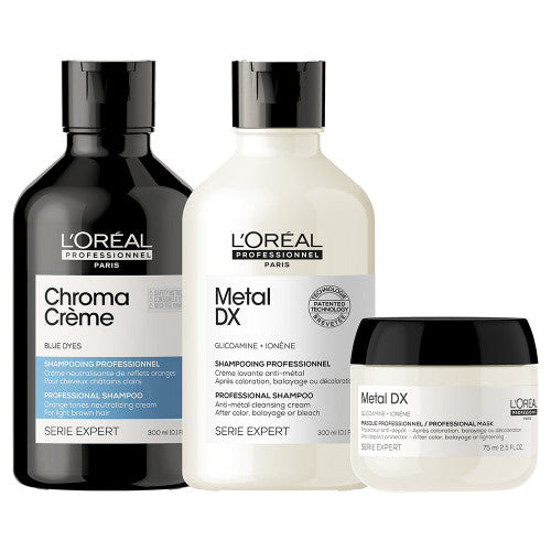 L'Oréal Professionnel Paris Serie Expert MetalDX Shampoo + Chroma Creme Blau Bundle