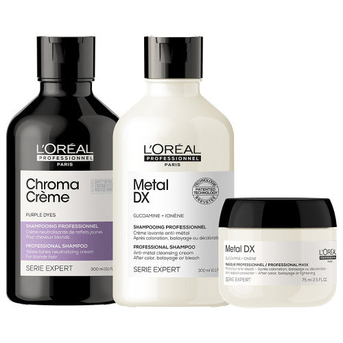 L'Oréal Professionnel Paris Serie Expert MetalDX Shampoo + Chroma Creme Violett Bundle